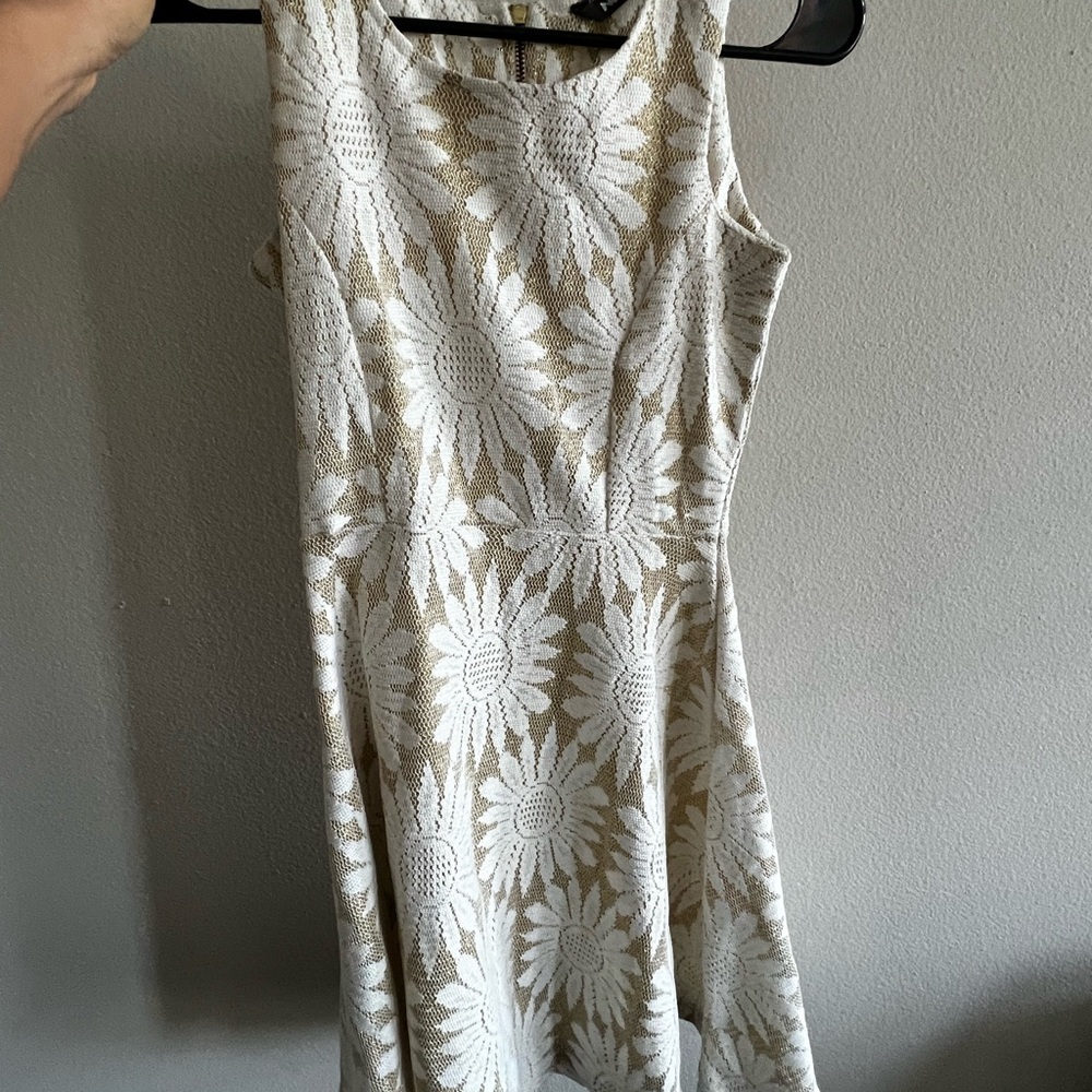 Gold and white sunflower skater dress